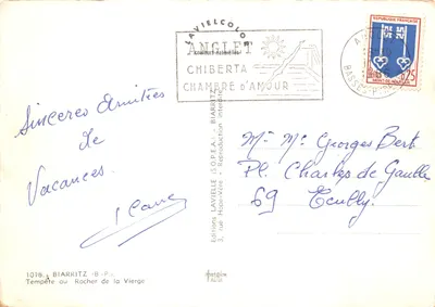 Burza na Rocher de la Vierge — Biarritz — wydawca LAVIELLE — Rewers