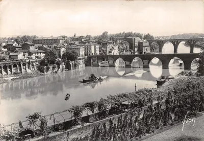 Albi (Tarn) — vista geral com ponte e margem florescida — Éditions d'Art 'YVON', Paris