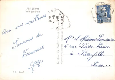 Albi (Tarn) — vista geral com ponte e margem florescida — Éditions d'Art 'YVON', Paris — Verso