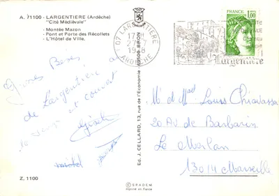 Os velhos bairros de L'ARGENTIÈRE — escadas, ponte e torre medieval — editor J. CELLLARD — Verso