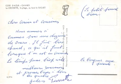 Cannes — La Croisette, w tle Suquet — Wydawnictwo S.E.B.A. 8/574 — Rewers