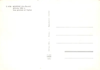 Morzine (Haute-Savoie) — vista geral com a igreja — Éditions GIL, Annecy — Verso