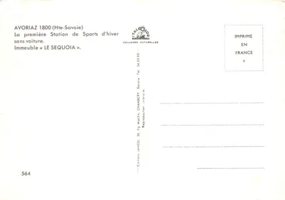 Avoriaz 1800 (Haute-Savoie) — edifício « Le Séquoia » — Éditions Jansol, n° 564 — Verso