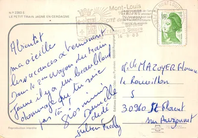 Mały żółty pociąg w Cerdagne — mosty i tunele w górach — Wydawnictwo DILLO, Perpignan — Rewers