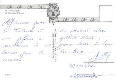 Toulouse — nocny widok z Bazyliki Świętego Sernina — Éditions CELY — Rewers