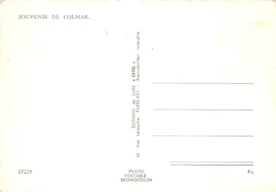 Colmar — Mała Wenecja, wydrążone domy, nabrzeża i ulice alaskie — Éditions Estel, n°27229 — Rewers