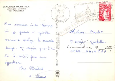 La Corrèze — zamek i żaglówki — wydawca LA CORREZE TOURISTIQUE — Rewers