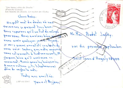 Os lagos do Doubs — O rochedo do Eco — Impresso por Cing — Verso