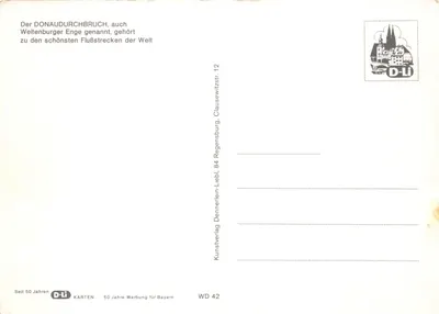 Donaudurchbruch — passagem do Danúbio entre falésias calcárias — Kunstverlag D-Li, WD 42 — Verso