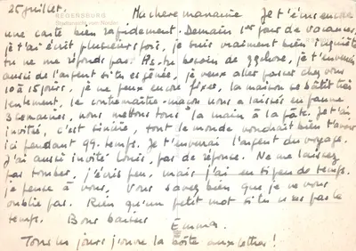 Regensburg — widok z północy z katedrą i mostem — wydawca André & Co. (R 338017) — Rewers