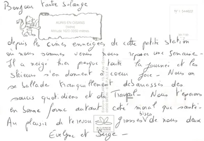 Auris en Oisans — estação de esqui com mascote rato — Edições C. LARON — Verso