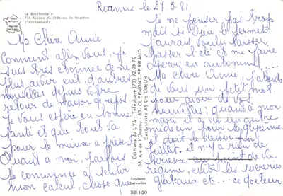 Ruínas do Castelo de Bourbon — Le Bourbonnais — Éditions du LYS — Verso