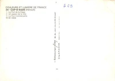 Cap d'Agde — vista del puerto y calle comercial — Éditions d'art Yvon — Reverso