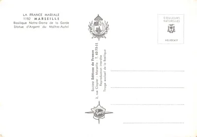 Basilica di Notre-Dame de la Garde — Statua d'argento del Maestro dell'Altare — Société La France Mariale, Marsiglia — Verso