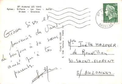 Les Vans — dzwonnice — Cliché C. MOLLIER — Rewers