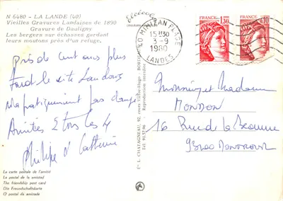 La Lande em 1890 — Os Pastores em suas patins — Gravura de Dauligny — Verso