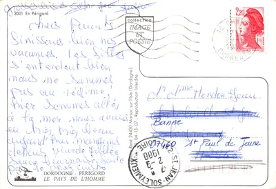 No Périgord — vinhedos, patos, cogumelos e porco — editor IMAGE ET POÉSIE, n° 3001 — Verso