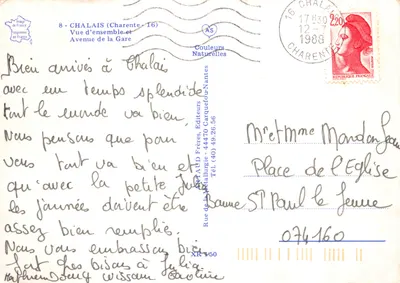 Chalais (Charente) — Ogólny widok i ulica Gare — Artaud Frères, Wydawcy — Rewers