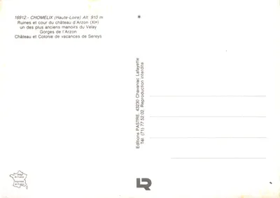 Zamek w Arzon — ruiny i krajobraz — Éditions PASTRE, Chavanac — Rewers