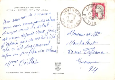 Châteaux en Limousin — ruines de Lastours — éditeur IRIS — Verso