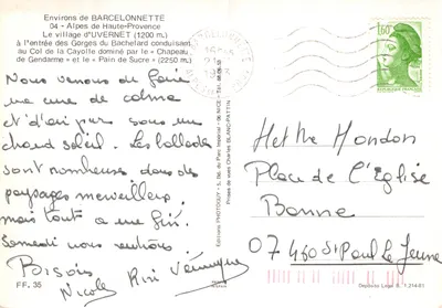 Vila de Uvernet — editor Editions Photoguy, n° 07 460 51 — Verso