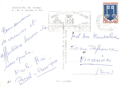 Croix-de-Vie — Na Corniche... Most — Fotografia P. Marlin, wydawca: WYDAWNICTWO P. MARLIN (Sables-d'Olonne) — Rewers