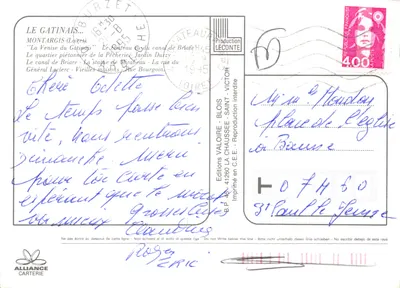 Montargis — widok panoramiczny z zamekiem, kanałami i tradycyjną architekturą — Éditions Valoire — Rewers
