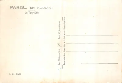 Paryż — Wieża Eiffla — Wydawnictwo Art Flanant, nr 0521 — Rewers