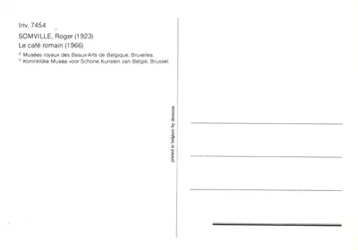 O café romano — pintura de Roger Somville (1923) — editor: printed in belgium by dereume — Verso