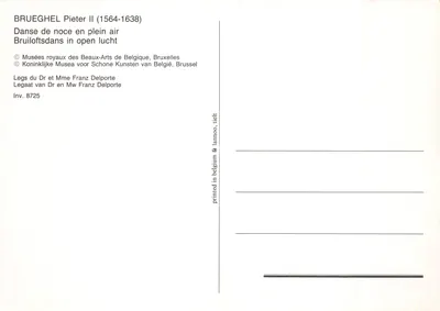 Danza di nozze all'aperto — dipinto di Pieter Brueghel II (1564-1638) — editore: stampato in Belgio, Tielt — Verso