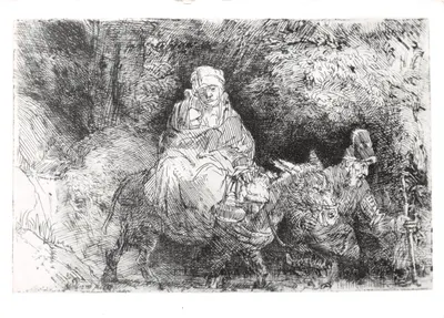 A fuga para o Egito — gravura baseada em Rembrandt — Rijksmuseum Amsterdam