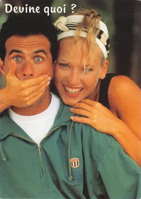 Adivinha — casal sorridente com texto 'Devina o que?' — editor Fotoline