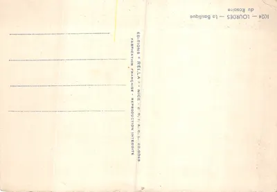 Wnętrze Bazyliki Rosaryjnej w Lourdes — Wydawca Reilla — Rewers