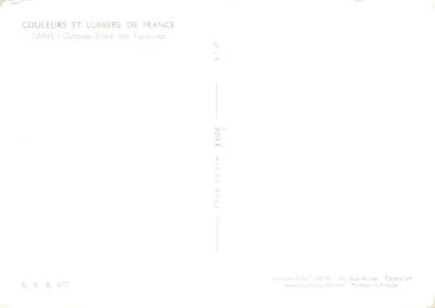 Große Allee der Tuileries — Panoramablick mit Brunnen und Statuen — Éditions d'Art YVON — Rückseite