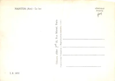 Nantua (Ain) — O lago — Edições d'Art, Paris — Verso