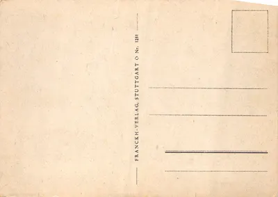 Árvore de bétula isolada — paisagem rural — editor Franckh-Verlag, Stuttgart, n° 1251 — Verso