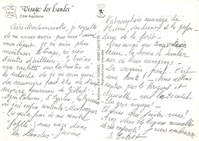 Praia da Costa da Aquitânia — vista do mar e das dunas — J. Vignes — Verso