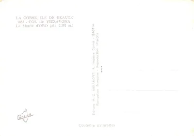 Monte d'Oro — Passo de Vizzavona — Éditions M.-C. Miramont — Verso