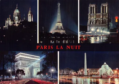 Paris à Noite — vista noturna de 5 monumentos — Edições de Arte 'YVON'
