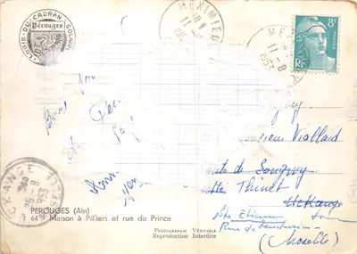 Pérouges (Ain) — Dom z pilastrami i ulica Princesa — Wydawca: Cadran Solaris — Rewers