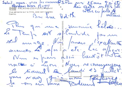 Palavas-les-Flots — widok lotniczy miasta z nowym kasynem — Wydawnictwo Lyon-Villeurbanne — Rewers