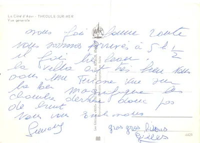 Théoule-sur-Mer — vista geral enquadra com flores vermelhas — Edições MAR, n°4421 — Verso