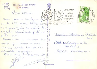Juan-les-Pins (06) — vue générale — Éditions d'Art Altari — Verso