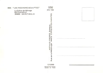 Os Rochos Esculpidos — Cena de Família — editor ARTHAUD FRÈRES, Nantes — Verso