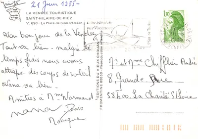 Sion sobre Oceano — praia e pôr do sol — Éditions du Vieux Chouan — Verso