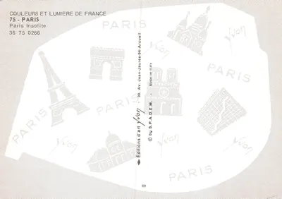 Parijs - Metro Tuileries — scène met fietsers en honden — uitgever Yvon Arcuelli — Achterkant