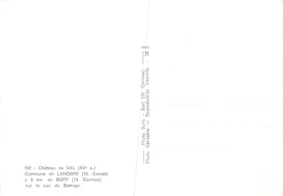 Castelo de Val — ilha no lago — editor Sully Bort, n° 102 — Verso