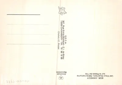 Les Vieux Quartiers, féeérie nocturne — sur le Palais de la Ville — éditeur S.E.C.A. n° 8861 — Verso