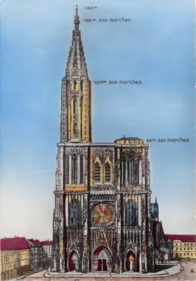 Cathédrale Notre-Dame de Strasbourg — vue de la façade et de la flèche — éditeur LA CIGOGNE