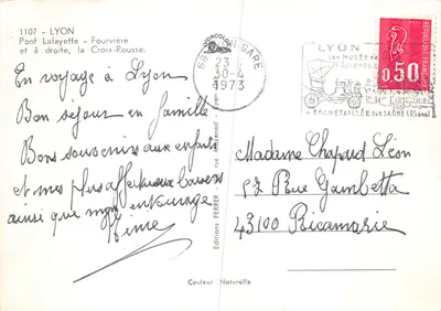 Lyon — Widok mostu Lafayette i Croix-Rousse — Wydawnictwo FERRER — Rewers